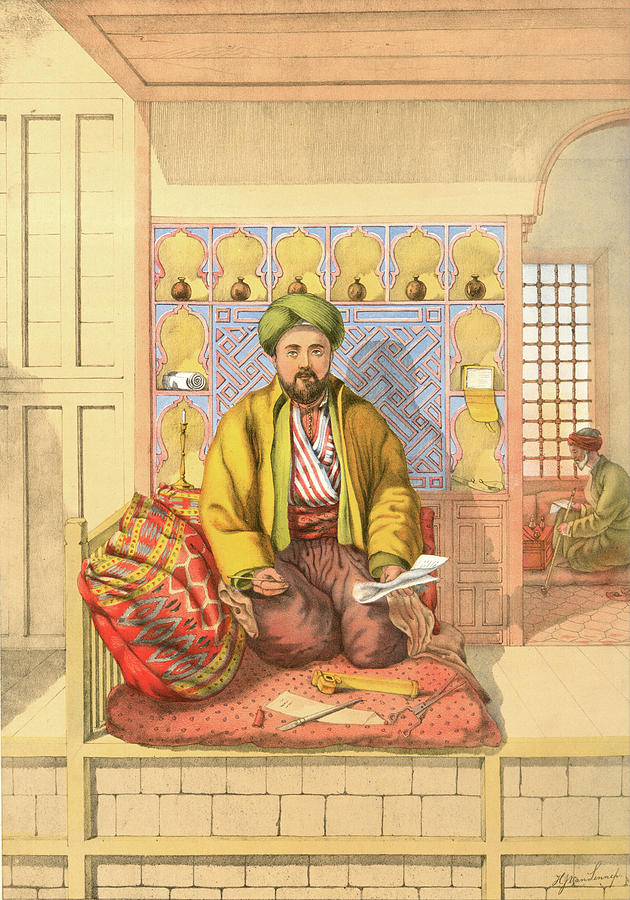 Turkish Scribe Or Writer, Turkey. Ottoman Scribe Drawing by Artokoloro