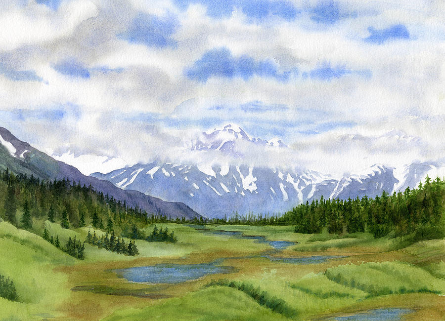 Alaska Painting - Turnagain Pass Mountain View by Sharon Freeman