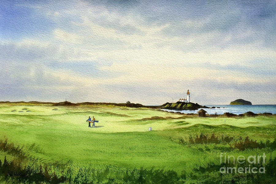 Turnberry Golf Course Scotland 12Th Tee Painting by Bill Holkham