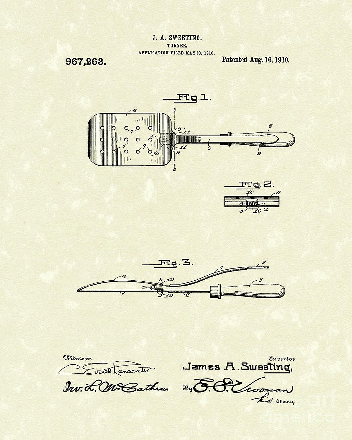 Turner 1910 Patent Art Drawing by Prior Art Design