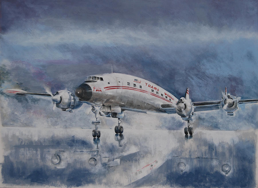 Aviation Painting - Turning On A Wet Runway by Art Cox