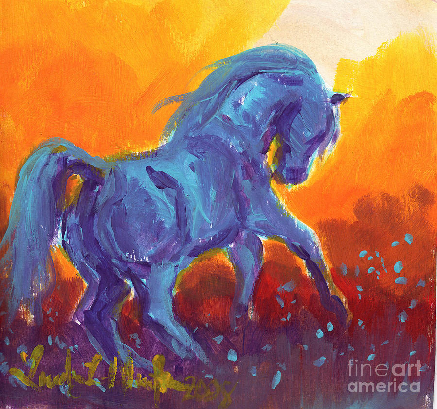 Turquois Stallion Painting by Linda L Martin