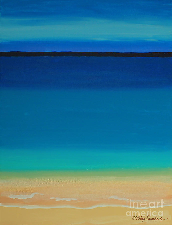Turquoise Beach Scene Left Side Painting by Robyn Saunders