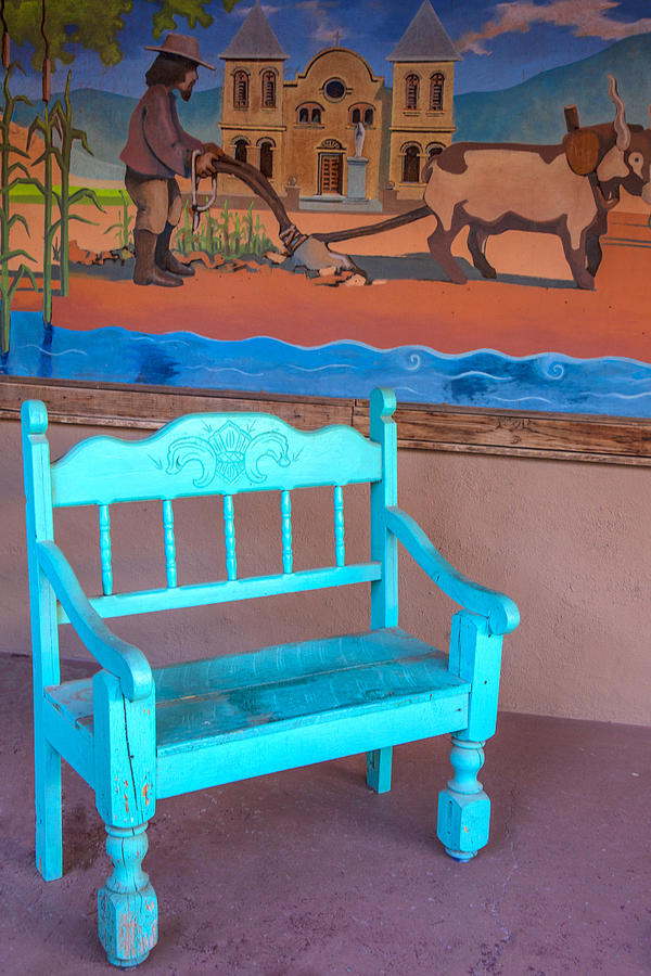 Turquoise Bench Photograph by Diana Powell