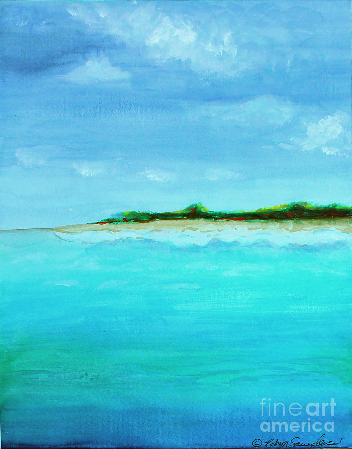 Land Ahead Turquoise Waters Painting by Robyn Saunders