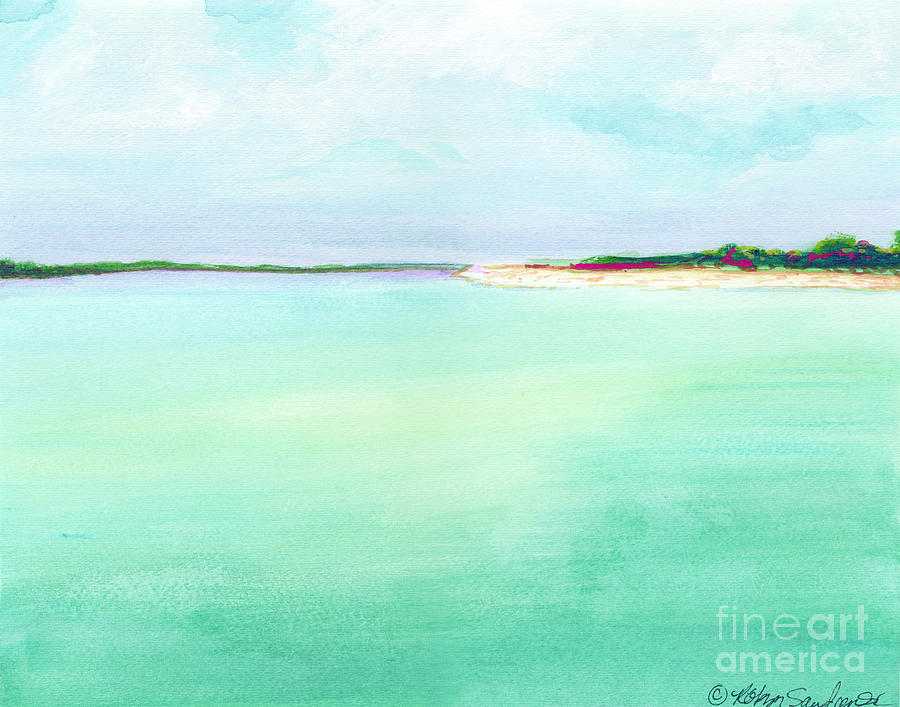 Turquoise Caribbean Beach Horizontal Painting by Robyn Saunders