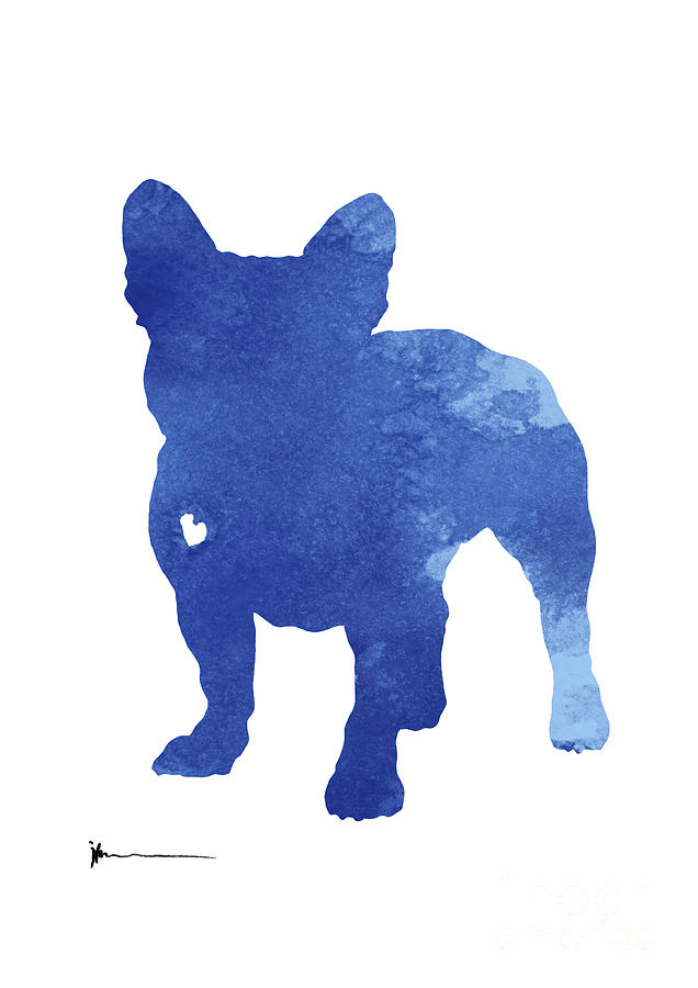 Dog Painting - Turquoise french bulldog silhouette by Joanna Szmerdt