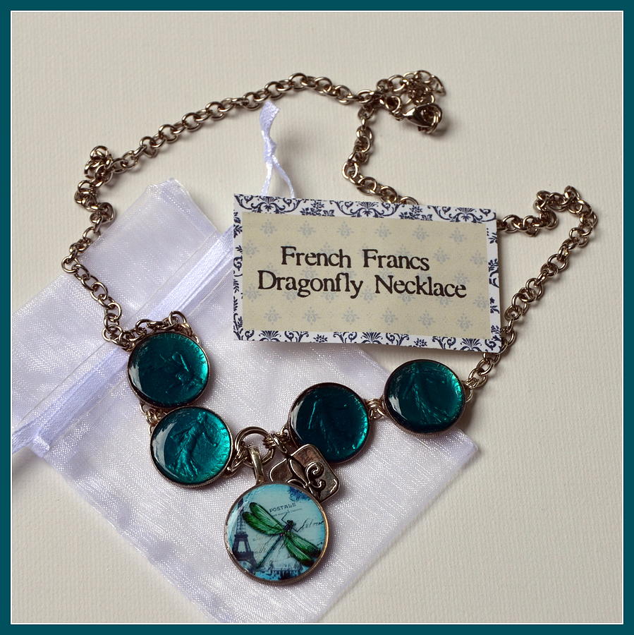 Turquoise French Francs Dragonfly Necklace Photograph by Carla Parris