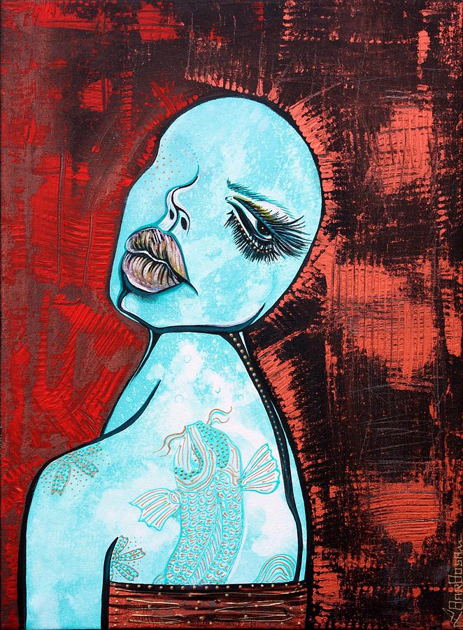 Figurative Painting - Turquoise Girl by Laura Barbosa Figurative Painting - Turquoise Girl by Laura Barbosa