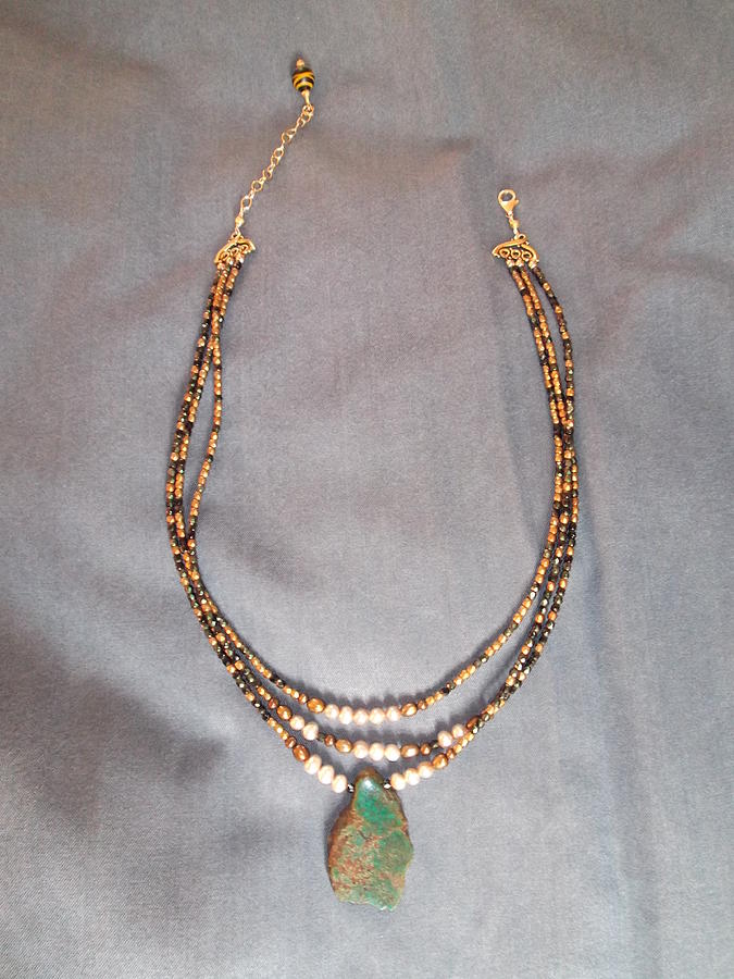 Turquoise pendance 3 strand Czech bead and pearls necklace Jewelry by ...