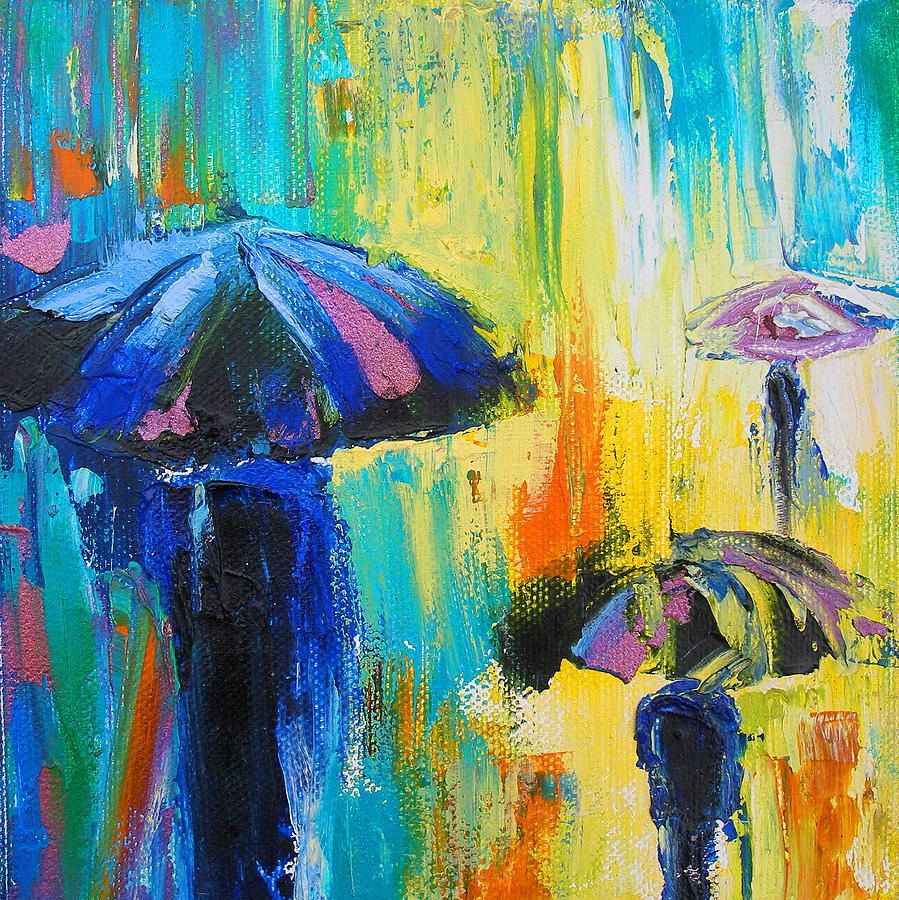 Landscape Painting - Turquoise Rain by Susi Franco