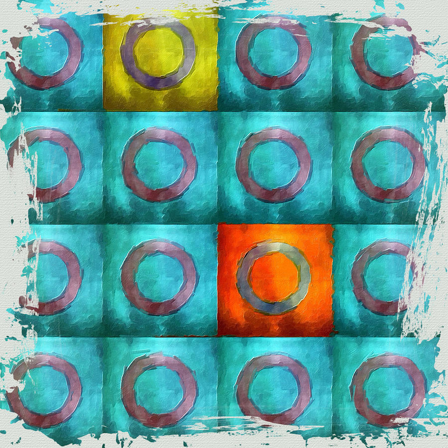 Turquoise Squares Painting by Bonnie Bruno