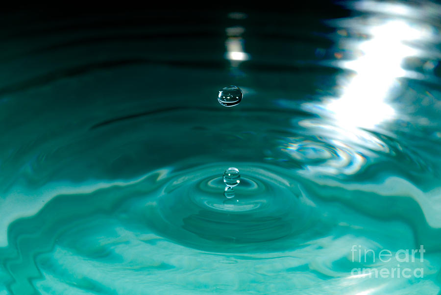Still Life Photograph - Turquoise Water Drop by Sonja Quintero