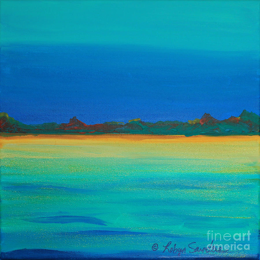 Turquoise Waters Land Ahead Painting by Robyn Saunders