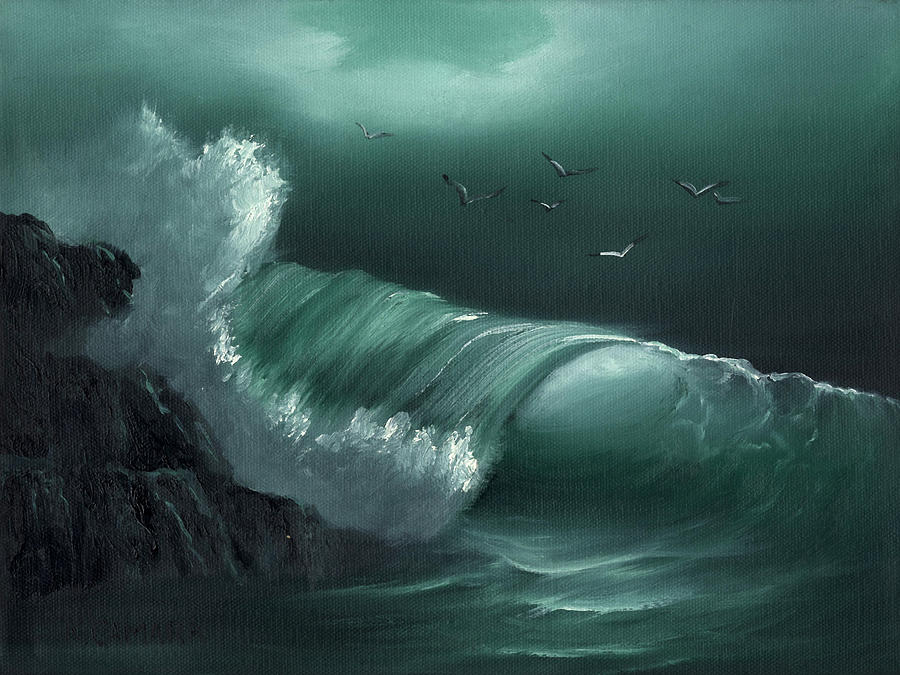 Turquoise Wave Painting by Kathie Camara