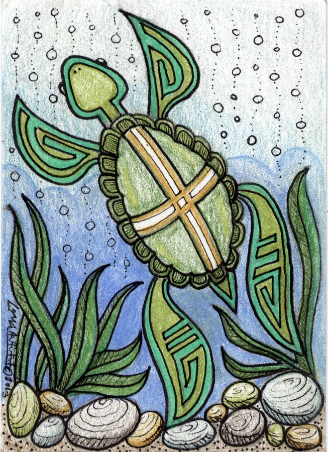 Turtle 3 - ACEO Mixed Media by Dalton James