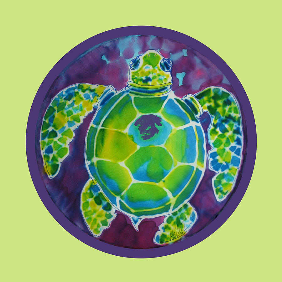 Turtle Bubble on Sherbert Ocean Painting by Kelly Smith
