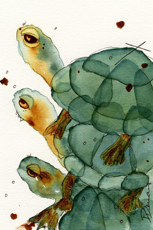 Turtle Crush Painting by Dawn Derman