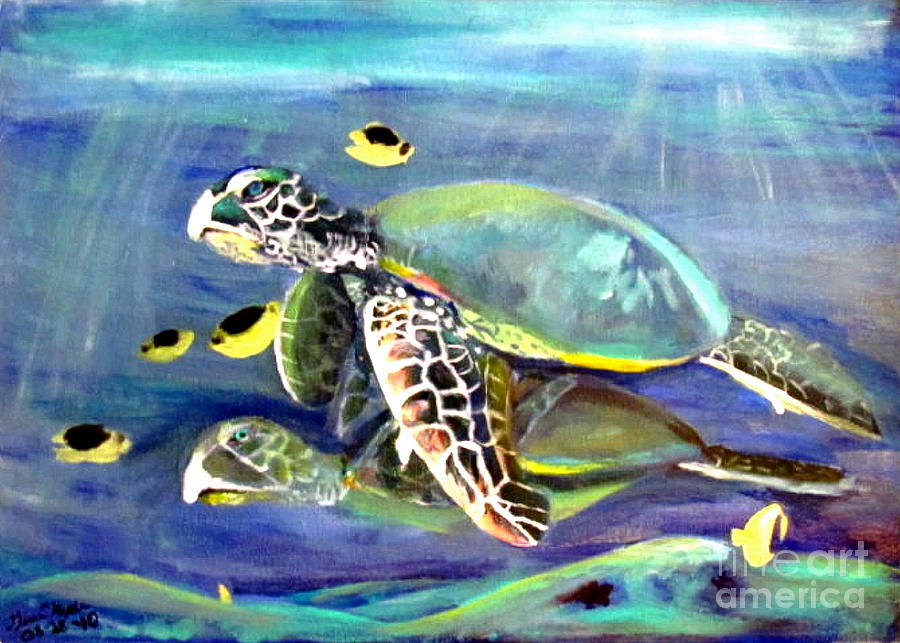 Turtle Duo Painting By Gina Hyde - Fine Art America