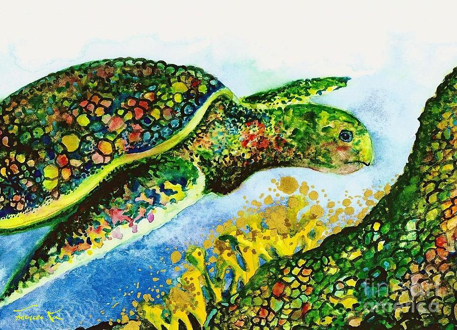 Turtle Love Painting by Frances Ku