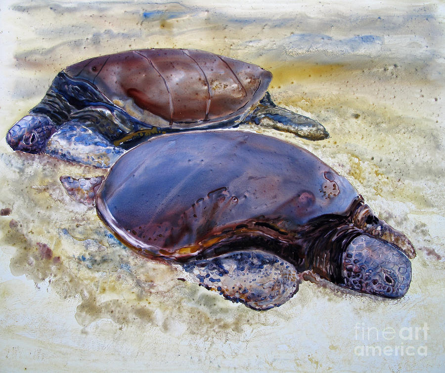 Turtle R and R Painting by Louise Peardon