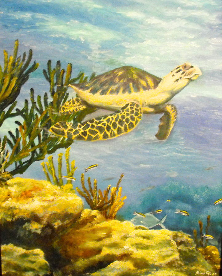 Turtle Sea Painting by Michell Givens