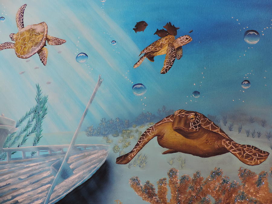 Turtles At Sea Painting