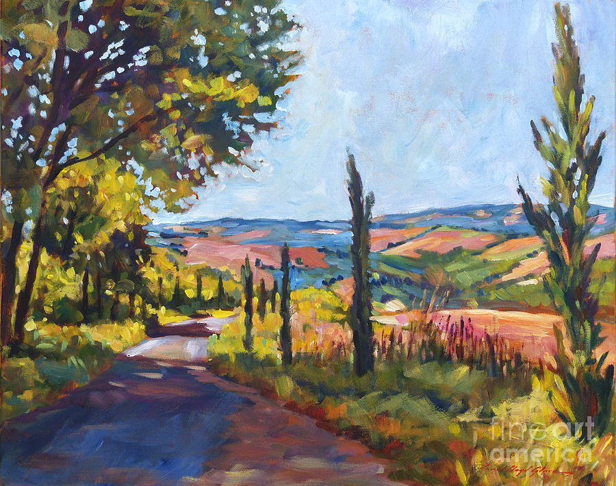 Tuscan Country Road Painting by David Lloyd Glover