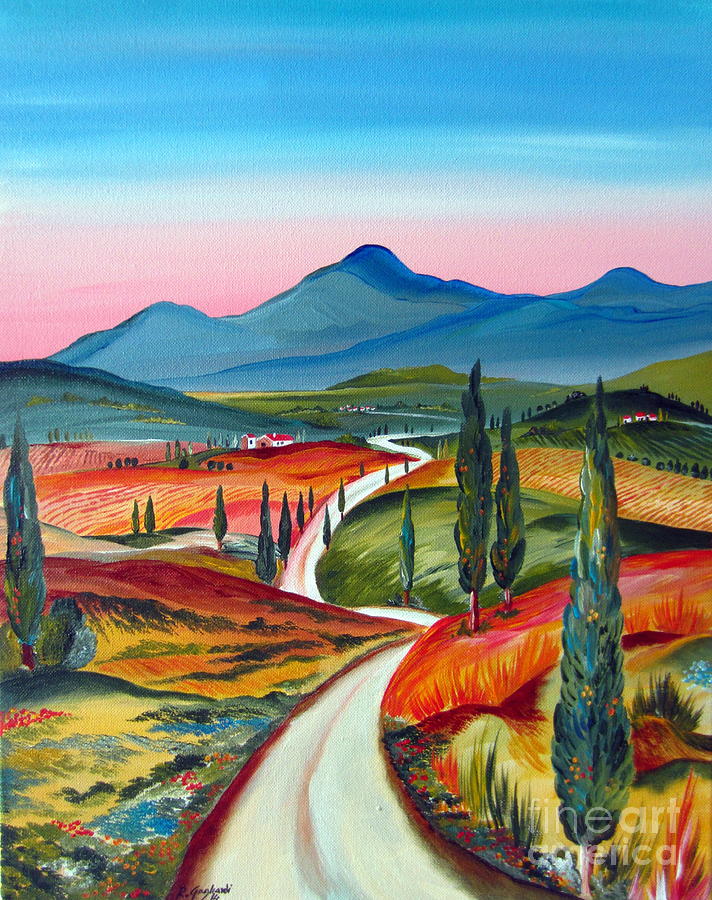 Tuscan Country Road to a dreamland Painting by Roberto Gagliardi