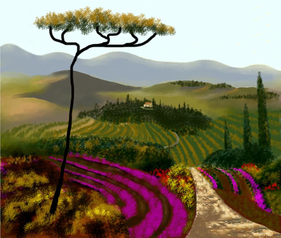 Tuscan Countryside Painting by Larry Cirigliano