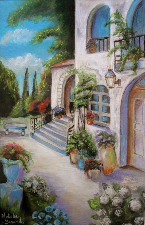 Tuscan Courtyard Painting by Melinda Saminski