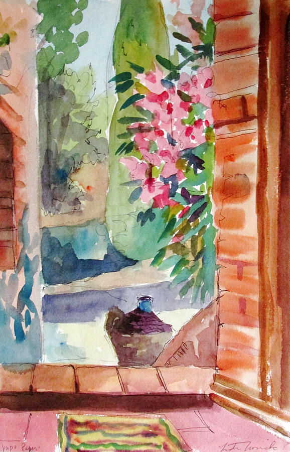 Tuscan Doorway Painting by Linda Novick