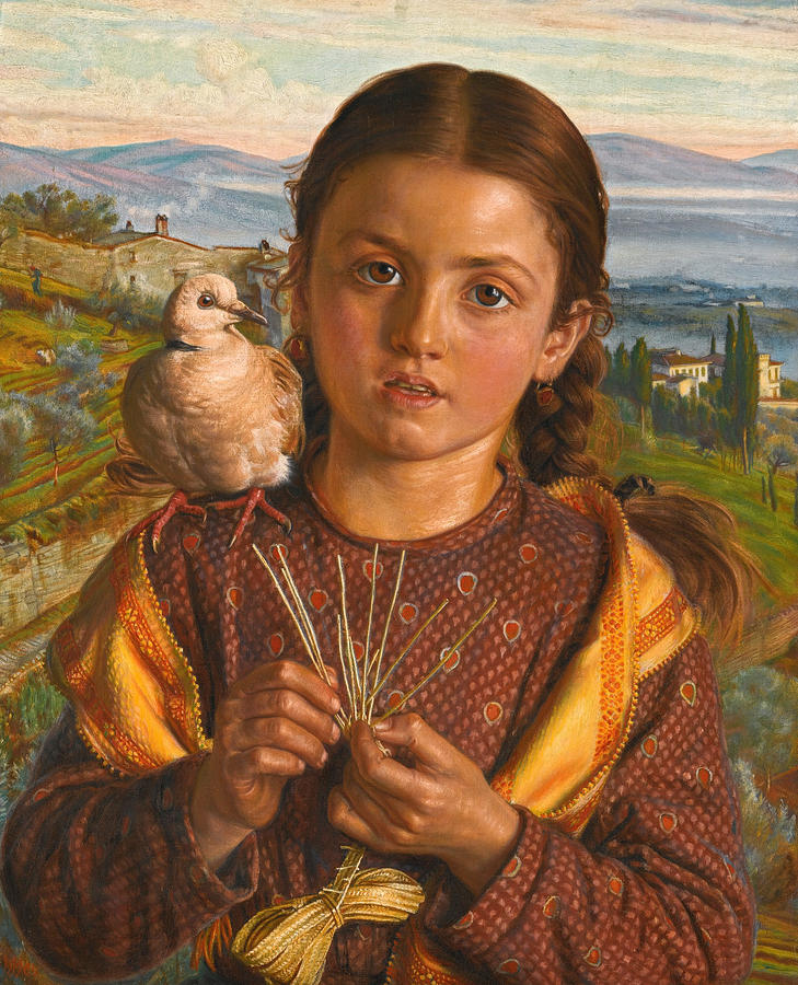 Tuscan Girl Plaiting Straw Painting by William Holman Hunt Tuscan Girl Plaiting Straw Painting by William Holman Hunt