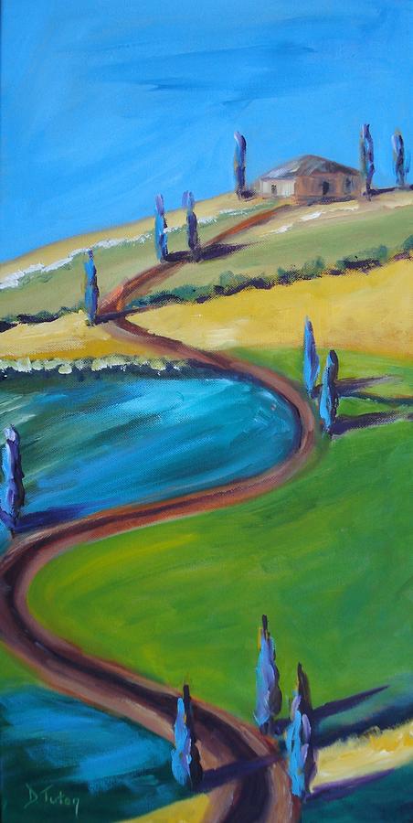 Tuscan Hillside Painting by Donna Tuten