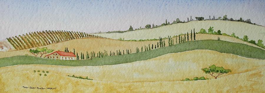 Tuscan Hillside Four Painting by Mary Ellen Mueller Legault
