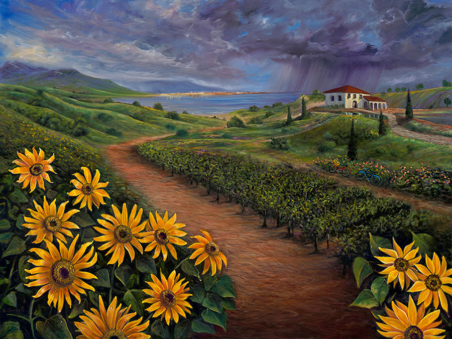 Tuscan Landscape Painting by Claudia Goodell