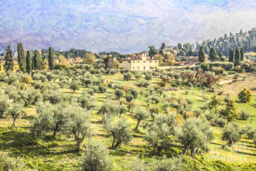 Tuscan landscape Digital Art by Liz Leyden