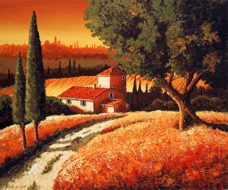 Tuscan Landscape Painting by Santo De Vita