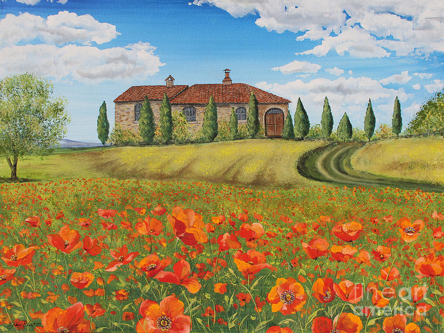 Tuscan Poppies-A Painting by Jean Plout