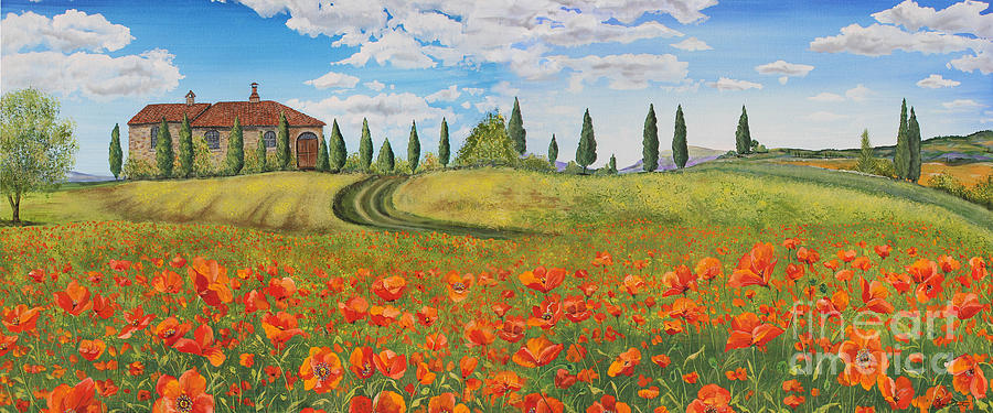 Tuscan Poppies-JP1968 Painting by Jean Plout