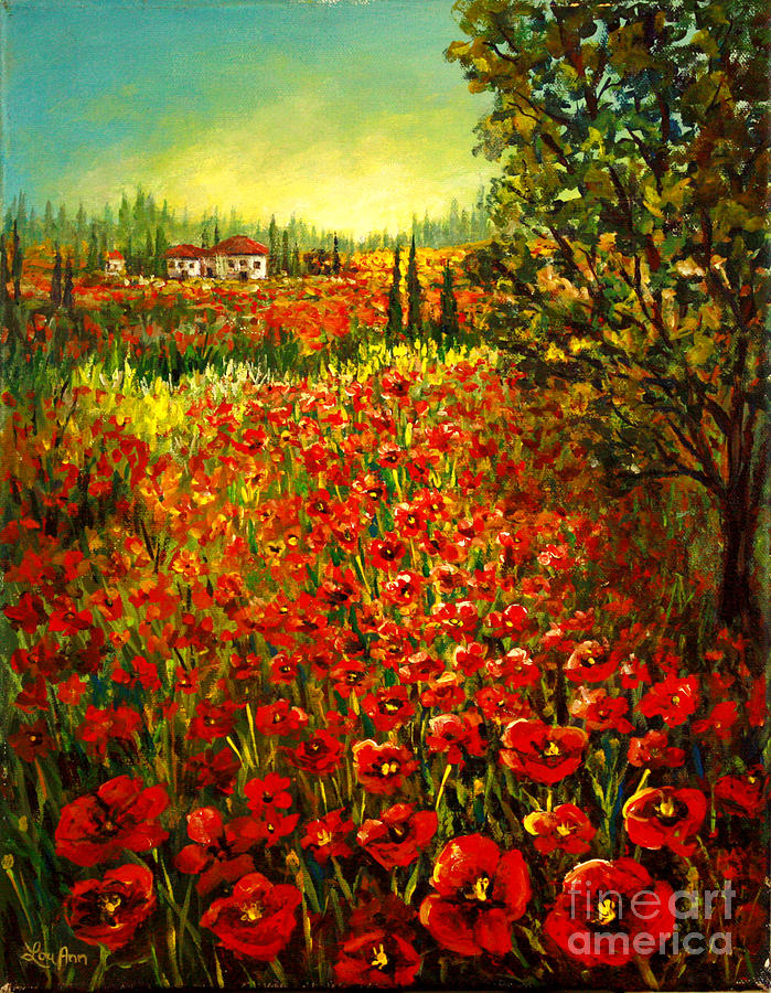 Tuscan Poppies Painting by Lou Ann Bagnall