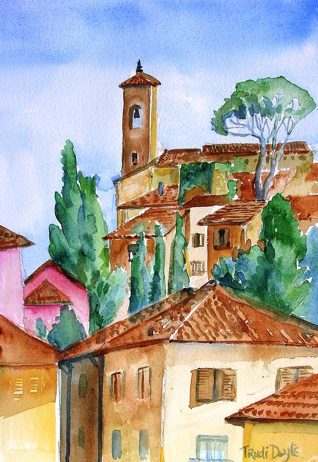 Tuscan rooftops  -Montecatini Alto Painting by Trudi Doyle