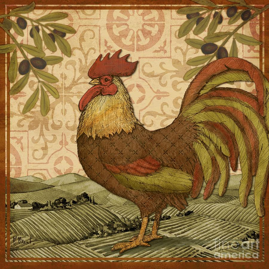 Rooster Painting - Tuscan Rooster I Square by Paul Brent