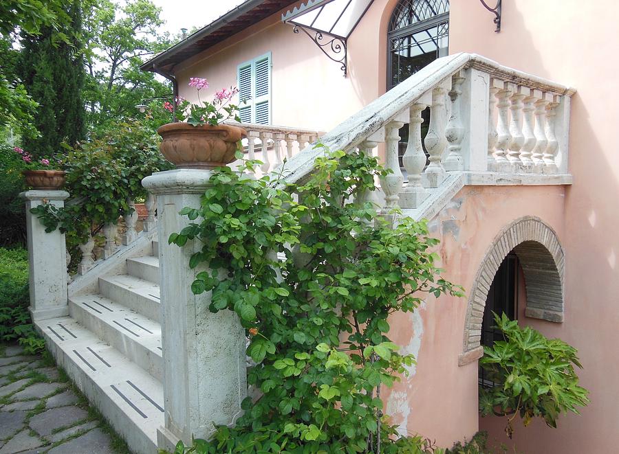 Tuscany Photograph - Tuscan Staircase With Flowers by Marilyn Dunlap Tuscany Photograph - Tuscan Staircase With Flowers by Marilyn Dunlap