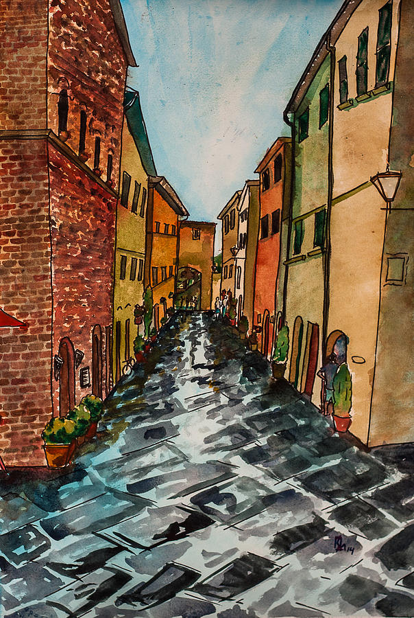 Tuscan Town Painting by Lee Stockwell