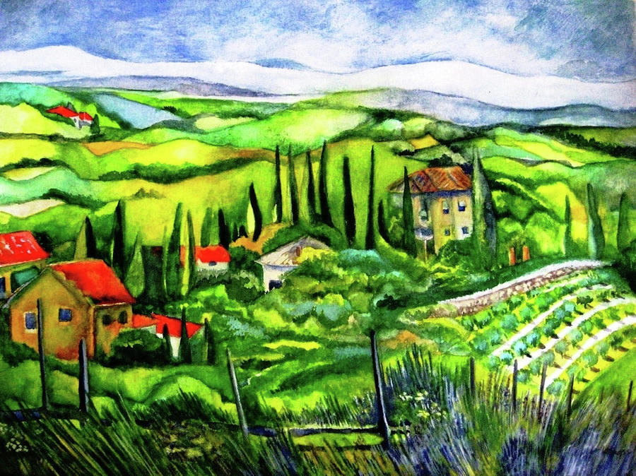 Tuscan Valley Painting by Kandy Cross