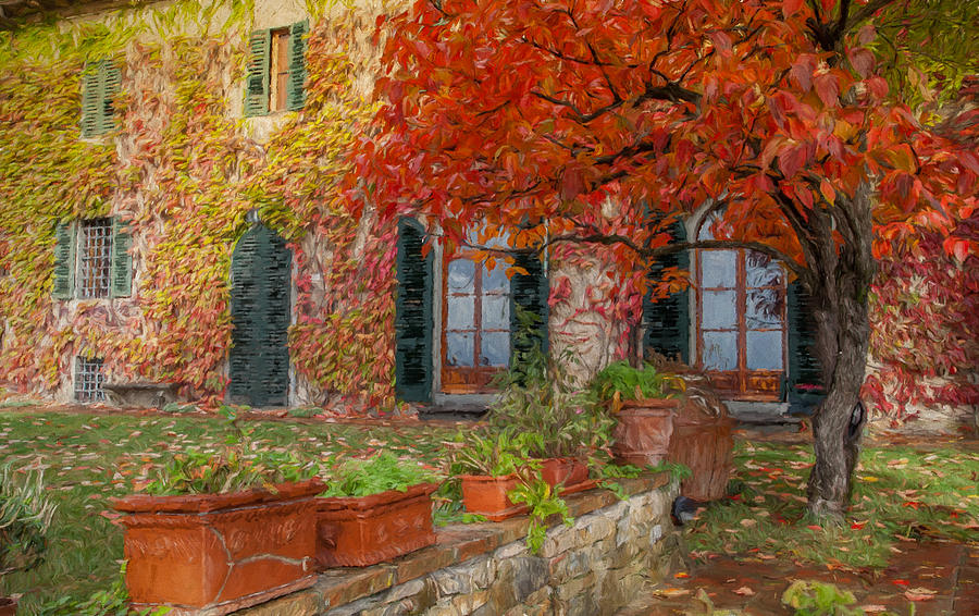 Tuscan Villa in Autumn Photograph by Shirley Radabaugh