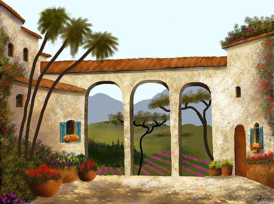 Tuscan Villa Of Beauty  Painting by Larry Cirigliano