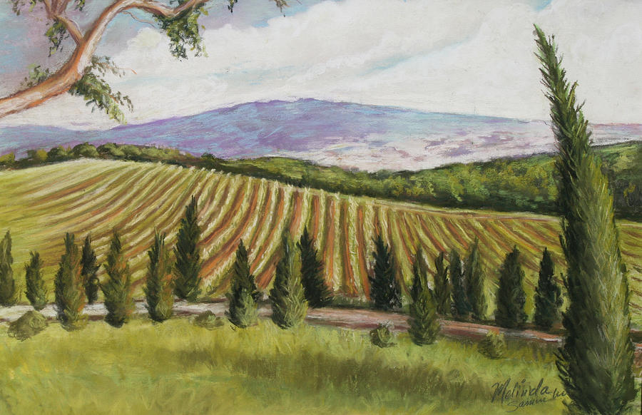 Tuscan Vineyard Painting by Melinda Saminski