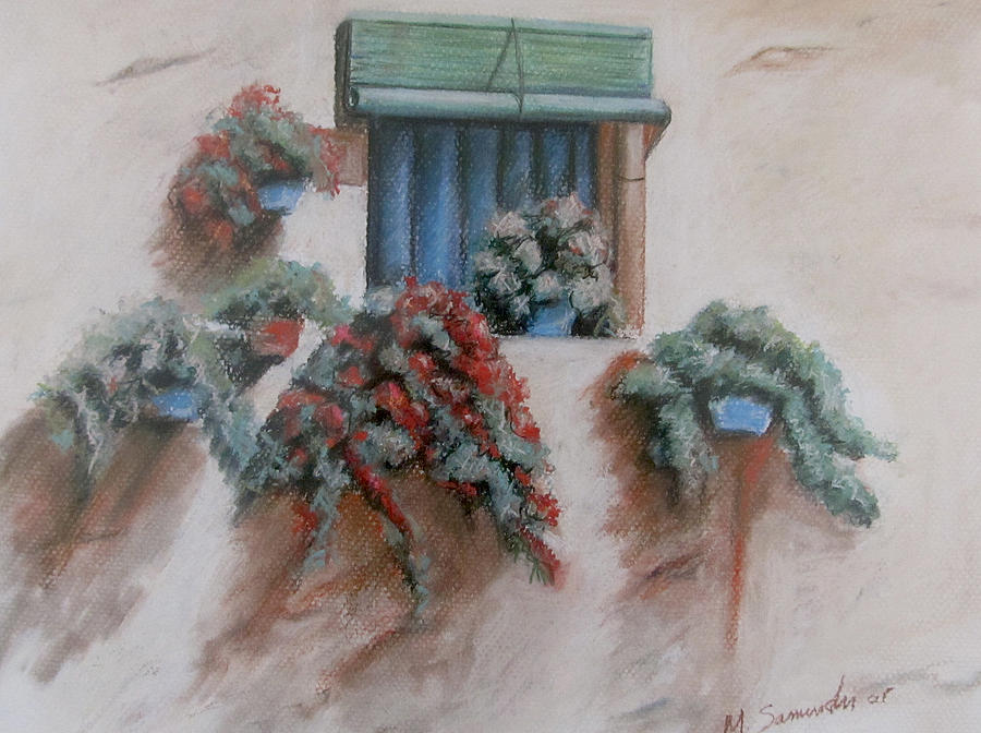 Tuscan Window Box Painting by Melinda Saminski
